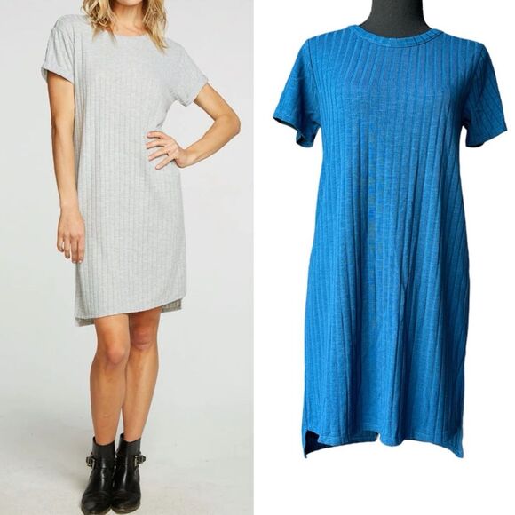 NWT Chaser Poor Boy Rib Hi-Lo Short Sleeve T-Shirt Dress in Cobalt Blue Small - Picture 12 of 12